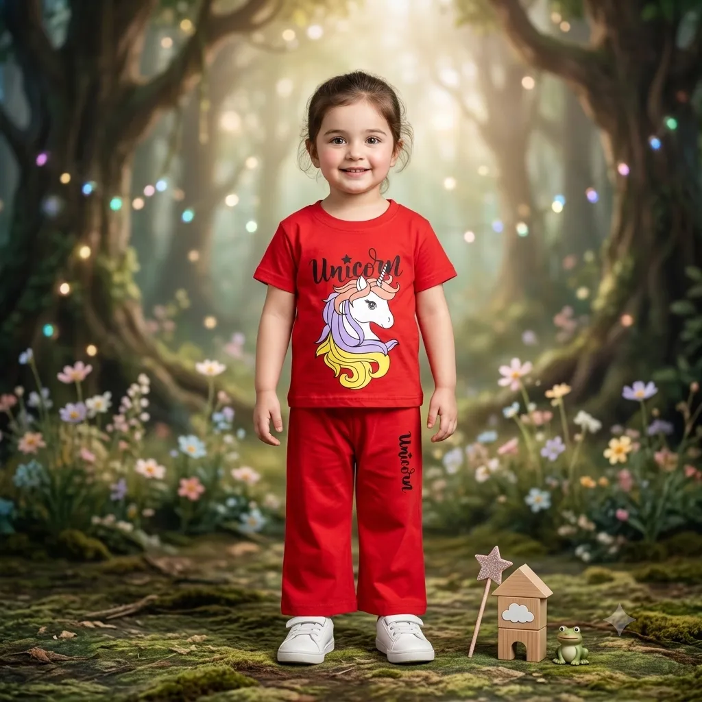 Red Unicorn Bell Bottom Tract suit alternate