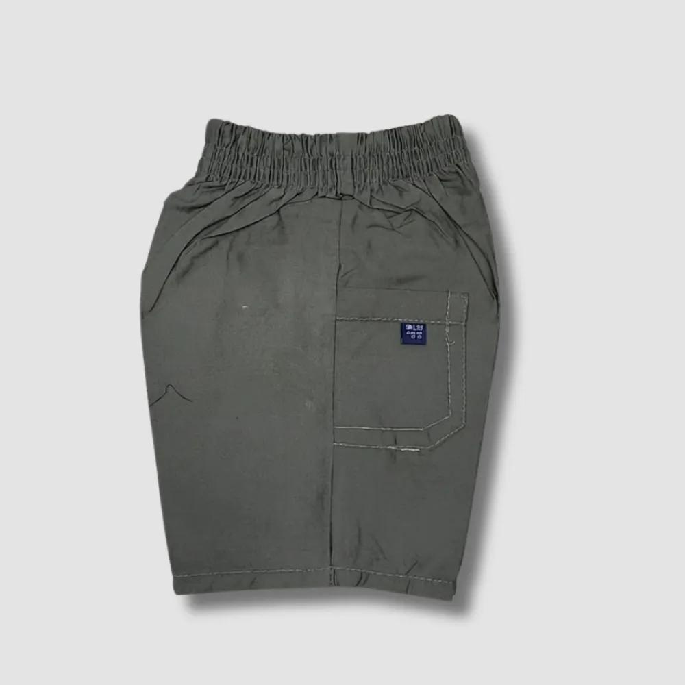 Dark Gray Elastic Waist Cotton Shorts alternate
