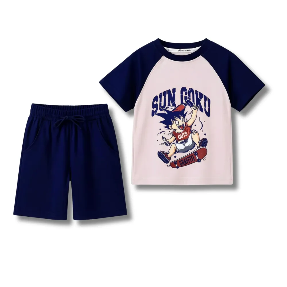 Young Boy in Summer Outfit on the Beach Shirt and Shorts
