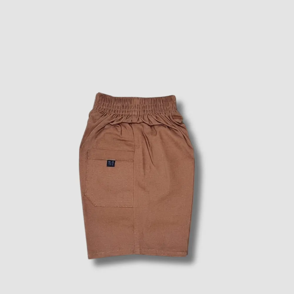 Brown Elastic Waist  Cotton Shorts alternate